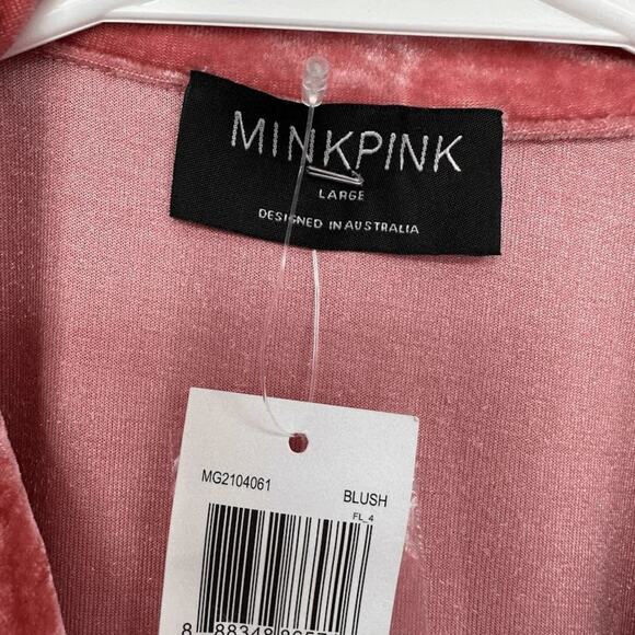 NWT Minkpink Womens Blush Front Button Mekness Mini Shirt Dress Size Large - Picture 7 of 13